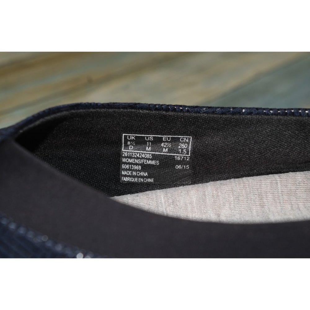 Clarks Sillian Jetay Loafers Size 11 Cloudstepper Flats Navy Blue Herringbone - Picture 11 of 11
